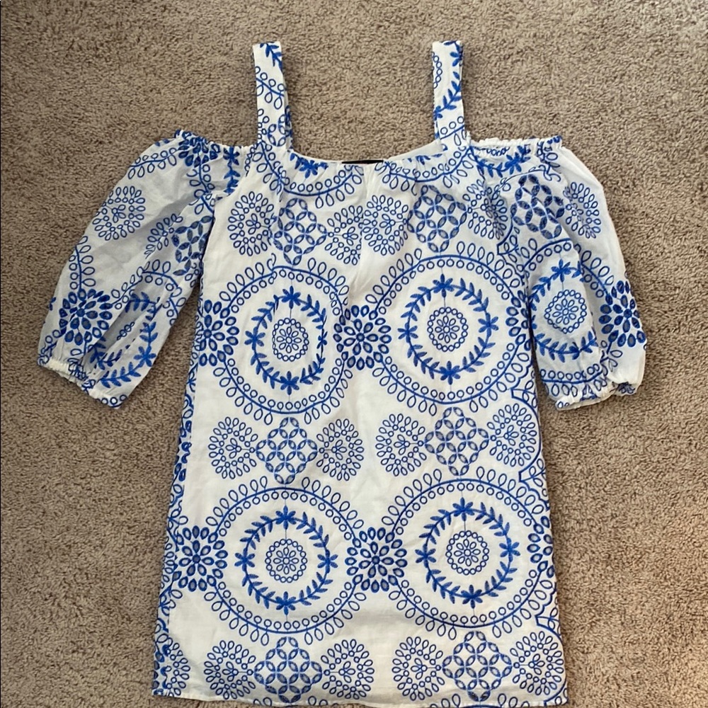 Blue and White Patterned Dress Trina Turk